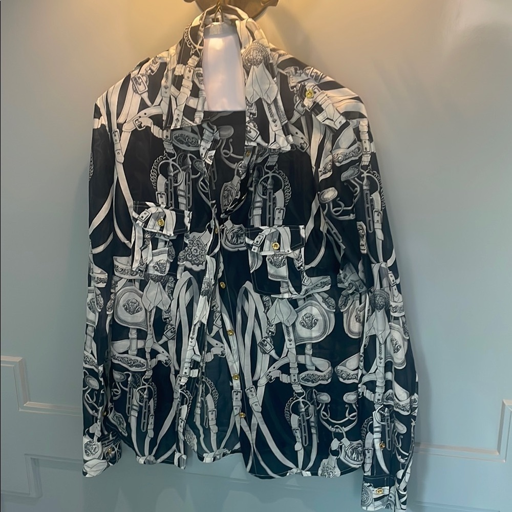 Craig Taylor Navy Button Down Blouse